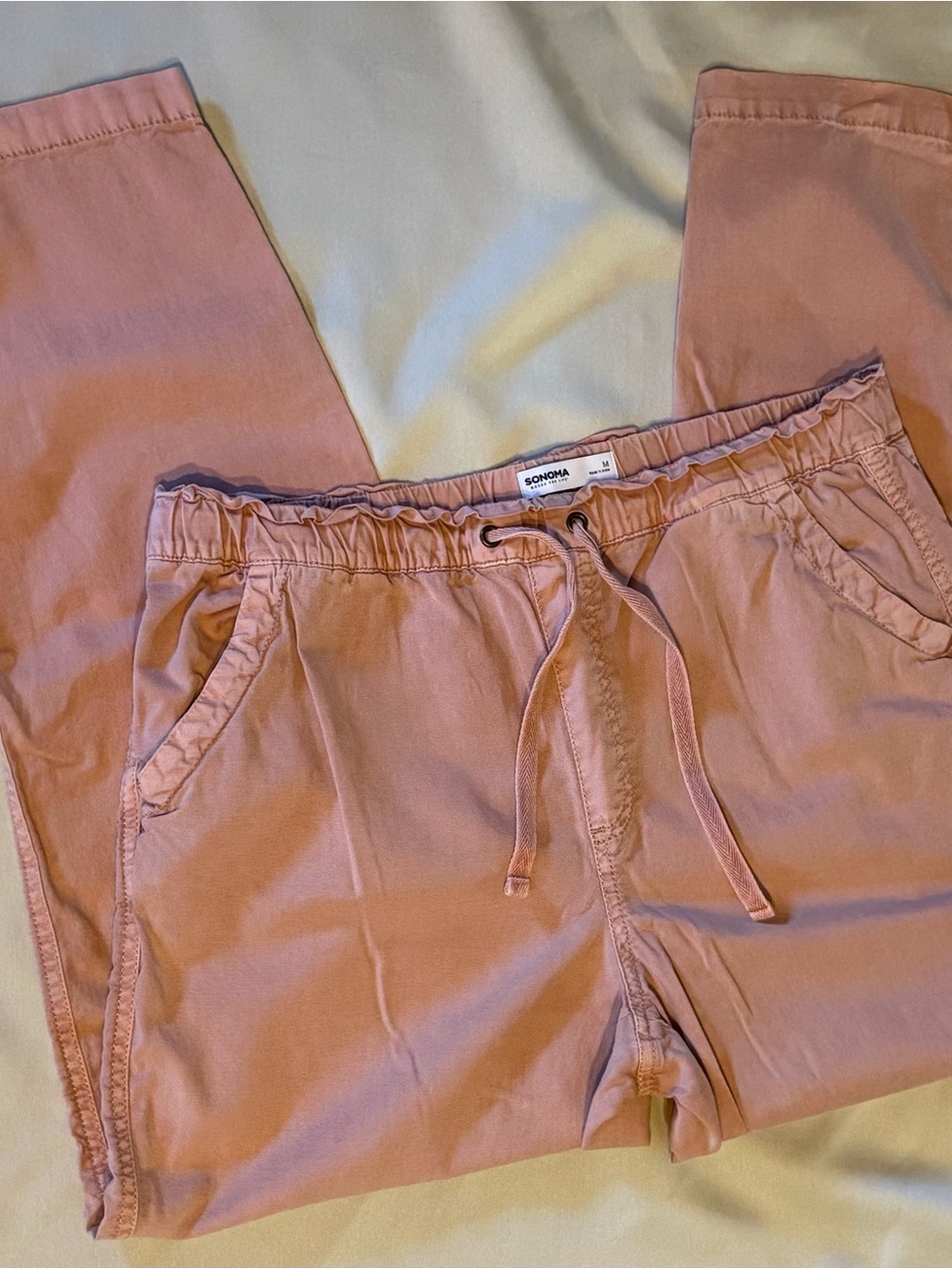 Sonoma Rose-Pink Drawstring Casual Pants